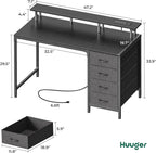 47 Inch Gaming Desk With LED Lights For Home Office-1