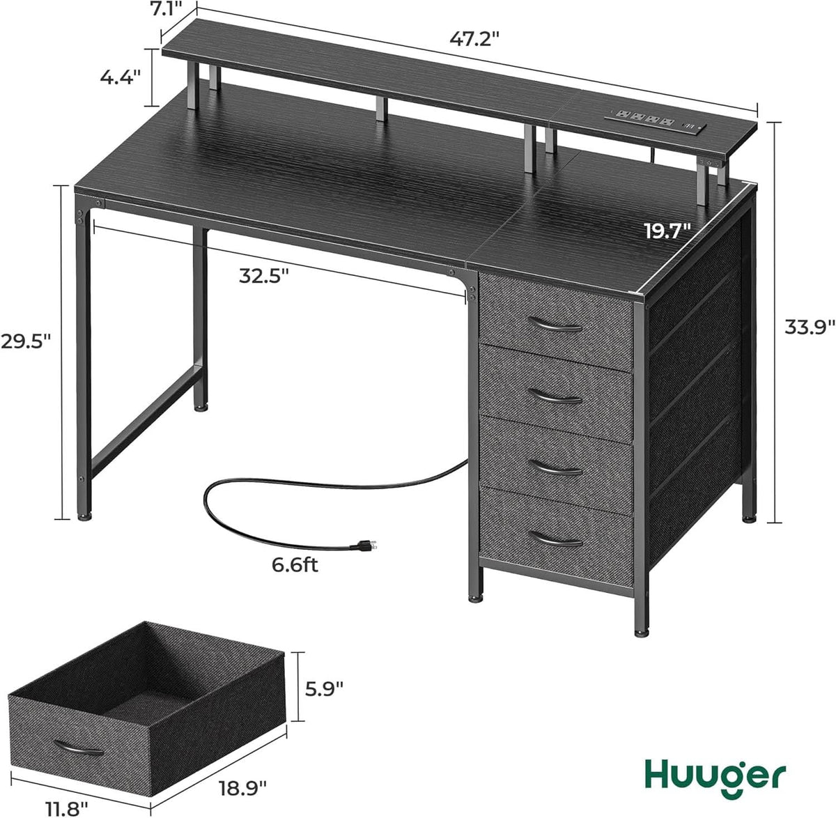 47 Inch Gaming Desk With LED Lights For Home Office-1