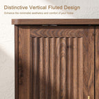 Walnut sideboard with fluted doors and adjustable interior shelves