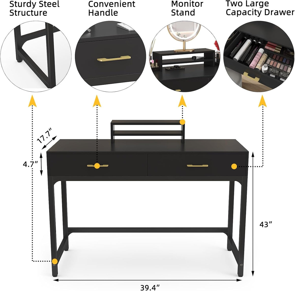 Gaming Computer Desk With Detachable Monitor Stand-2