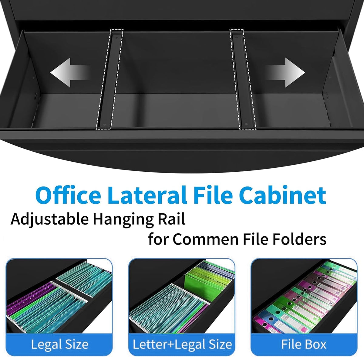 Professional Black Steel Lateral Filing Cabinet Storage-3