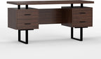 Walnut desk top on a black steel base