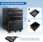 Black Compact Lockable Steel Mobile Filing Cabinet-2