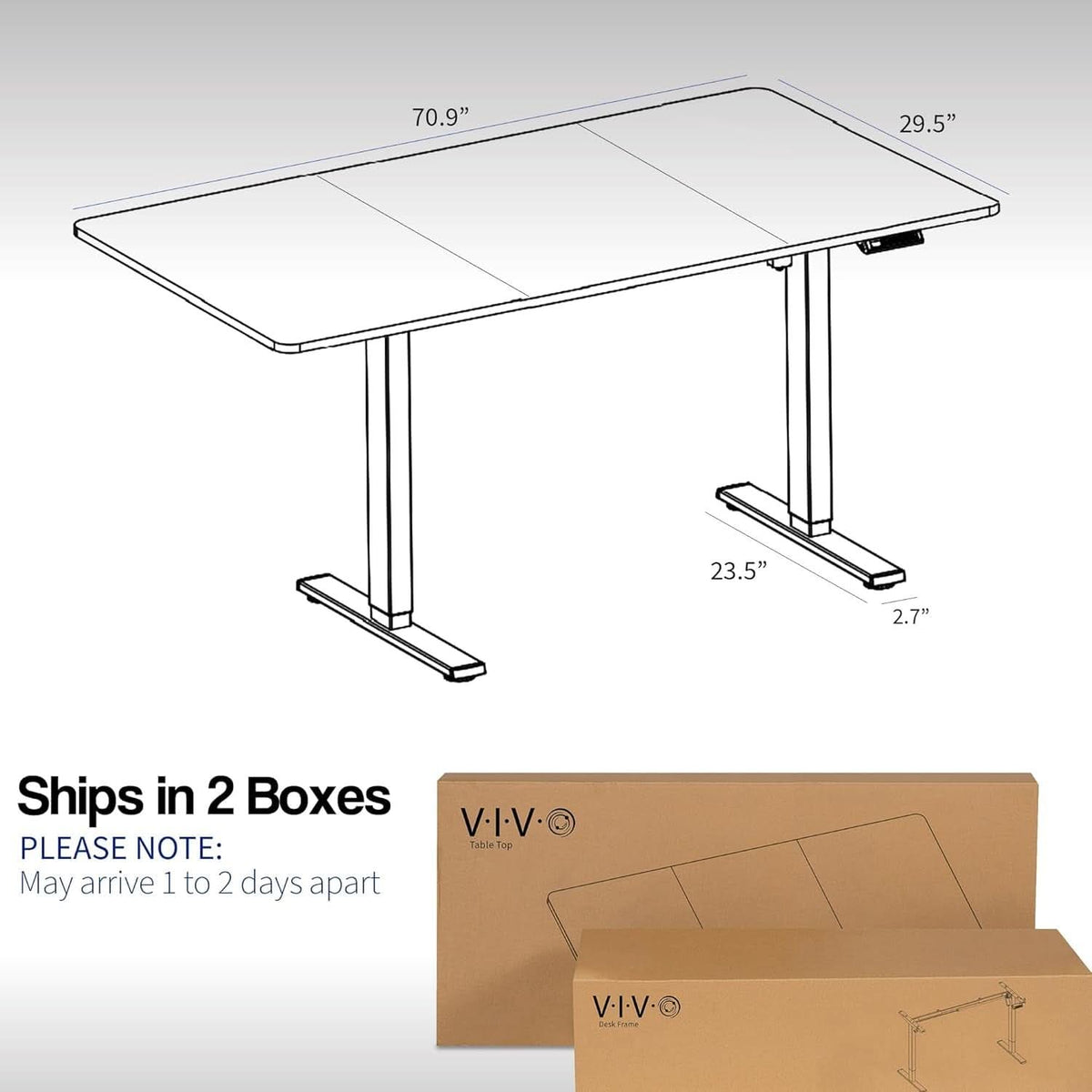 Electric Standing Desk 71x30 Memory Height Adjustment-2
