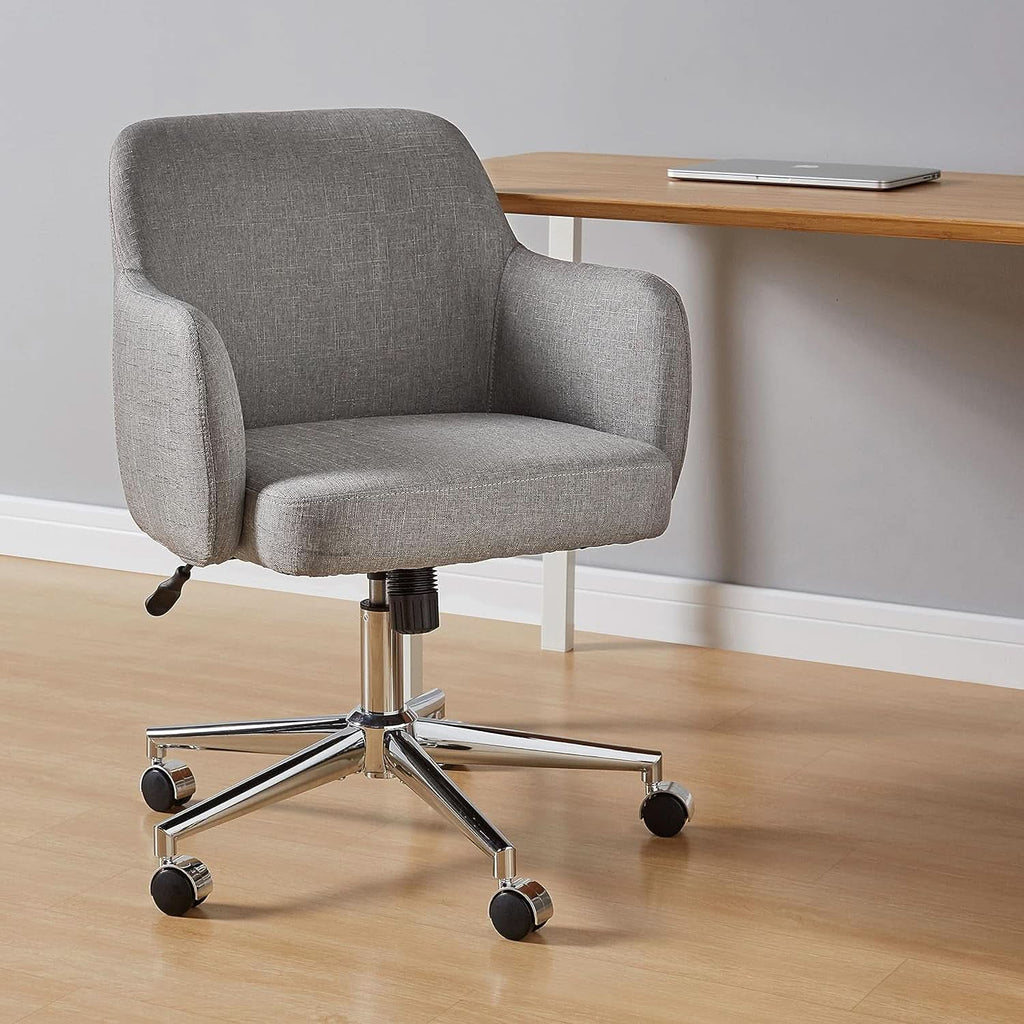 Light grey office chair with a swivel base