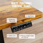 47.2 Inch Electric Standing Desk Wood Desktop Brown-3