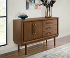 Brown office credenza with panelled doors
