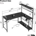 51-Inch L-Shaped Gaming Desk With LED Lights For Office-1