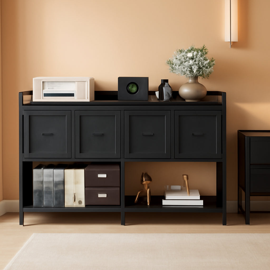 Black 43Inch Engineered Filing Cabinet With Outlet-0