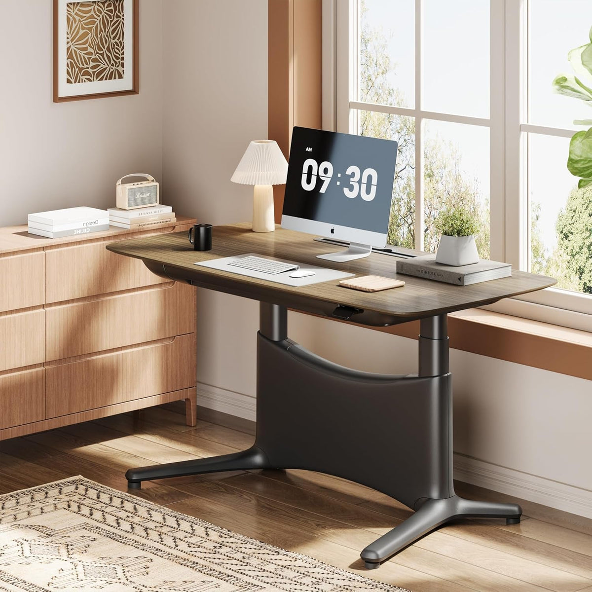 Electric Standing Desk 55X28Inch Walnut Black Finish-1
