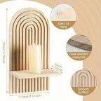 Radiant Reverie: Boho Wooden Sun Rainbow Wall Shelves-3