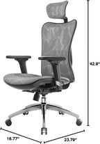 Grey Ergonomic Office Chair With Adjustable Headrest-2
