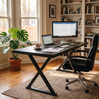 Arden Black Oak Executive Desk 71 inch — in a home office