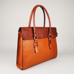 The Signature Leather Laptop Bag, Tan Flap 17 inch — product hero shot