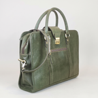 The Envoy Leather Briefcase, Olive Green — product hero shot