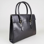 The Signature Leather Laptop Bag, Black Flap 17 inch — product hero shot