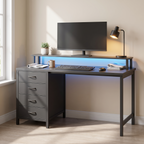 47 Inch LED Computer Desk — in a small home office