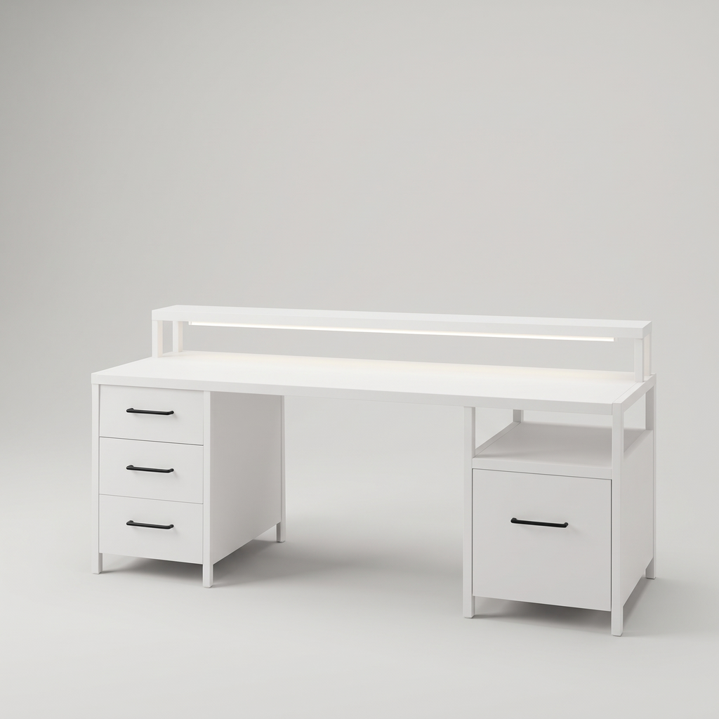 Modern LED Desk with Five Drawers — product hero shot
