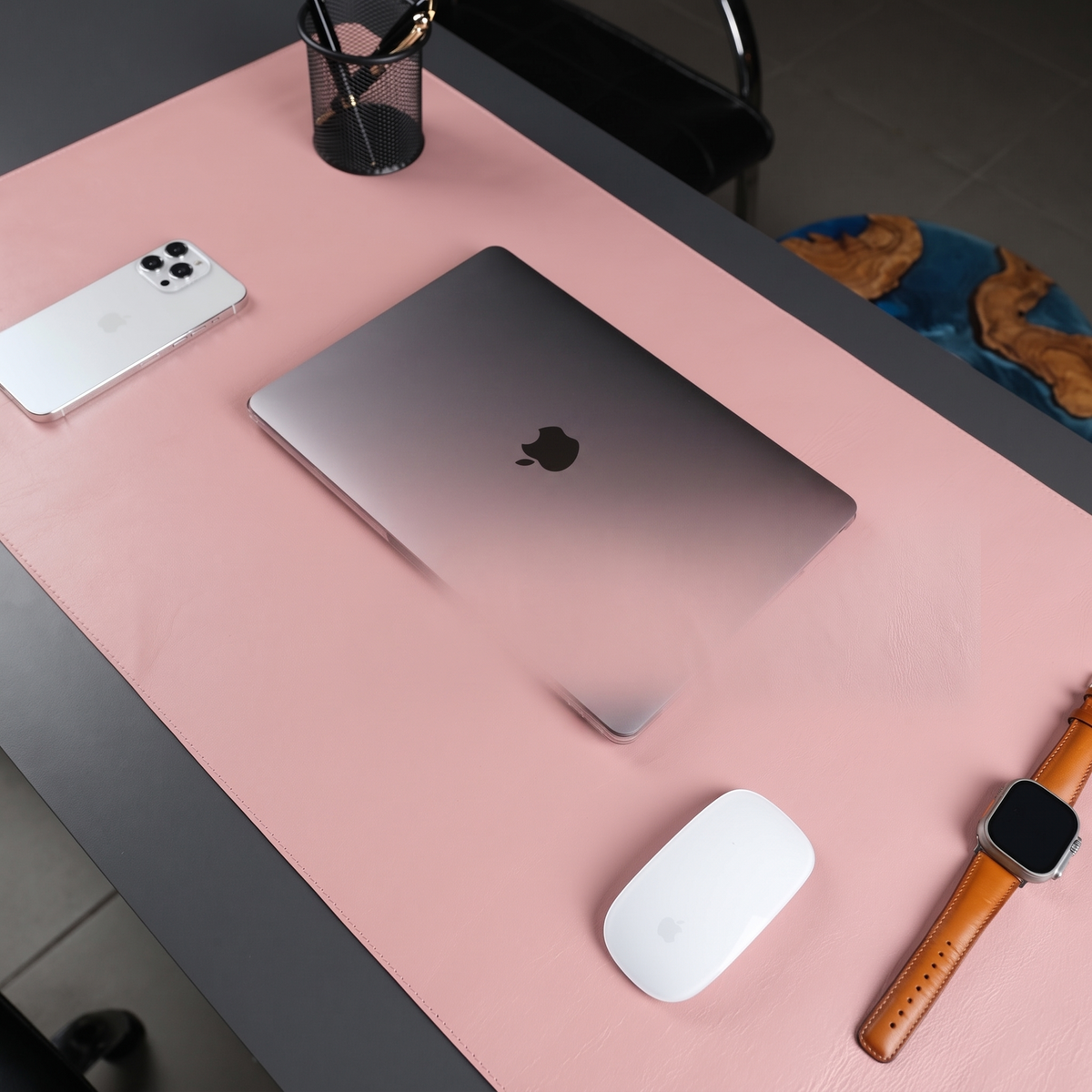 Jersey Leather Desk Pad, Pink — product hero shot