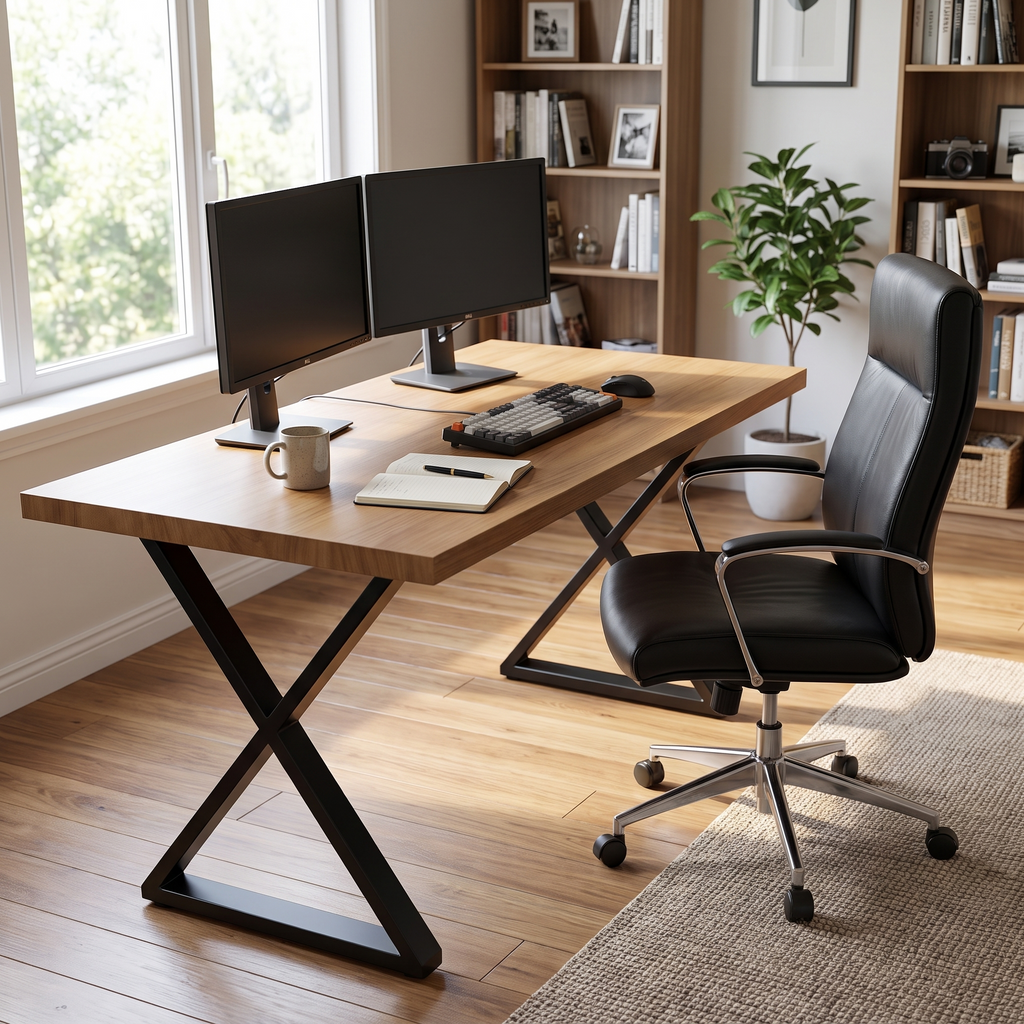 Savoia Light Walnut Executive Desk 71 inch — in a home office