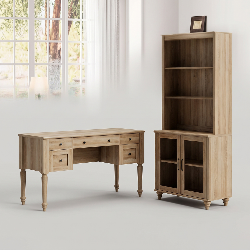 Belmont Distressed Oak Desk and Bookcase 56 inch — product hero shot