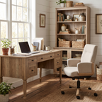 Belmont Distressed Oak Desk and Bookcase 56 inch — in a farmhouse home office