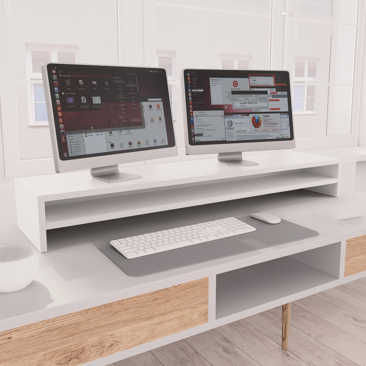Linea White Monitor Riser 100cm — product hero shot