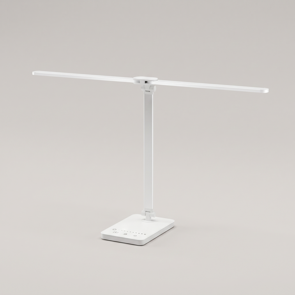 Chiara Double Arm Banker Lamp, White — product hero shot