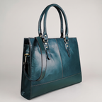 The Signature Leather Laptop Bag, Bottle Green 17 inch — product hero shot