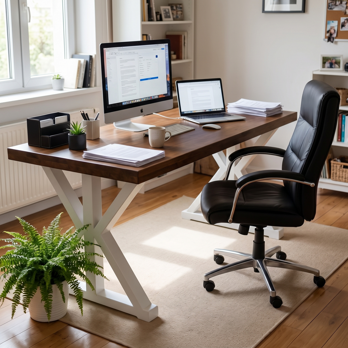 Padua Brown and White Executive Desk 71 inch — in a home office