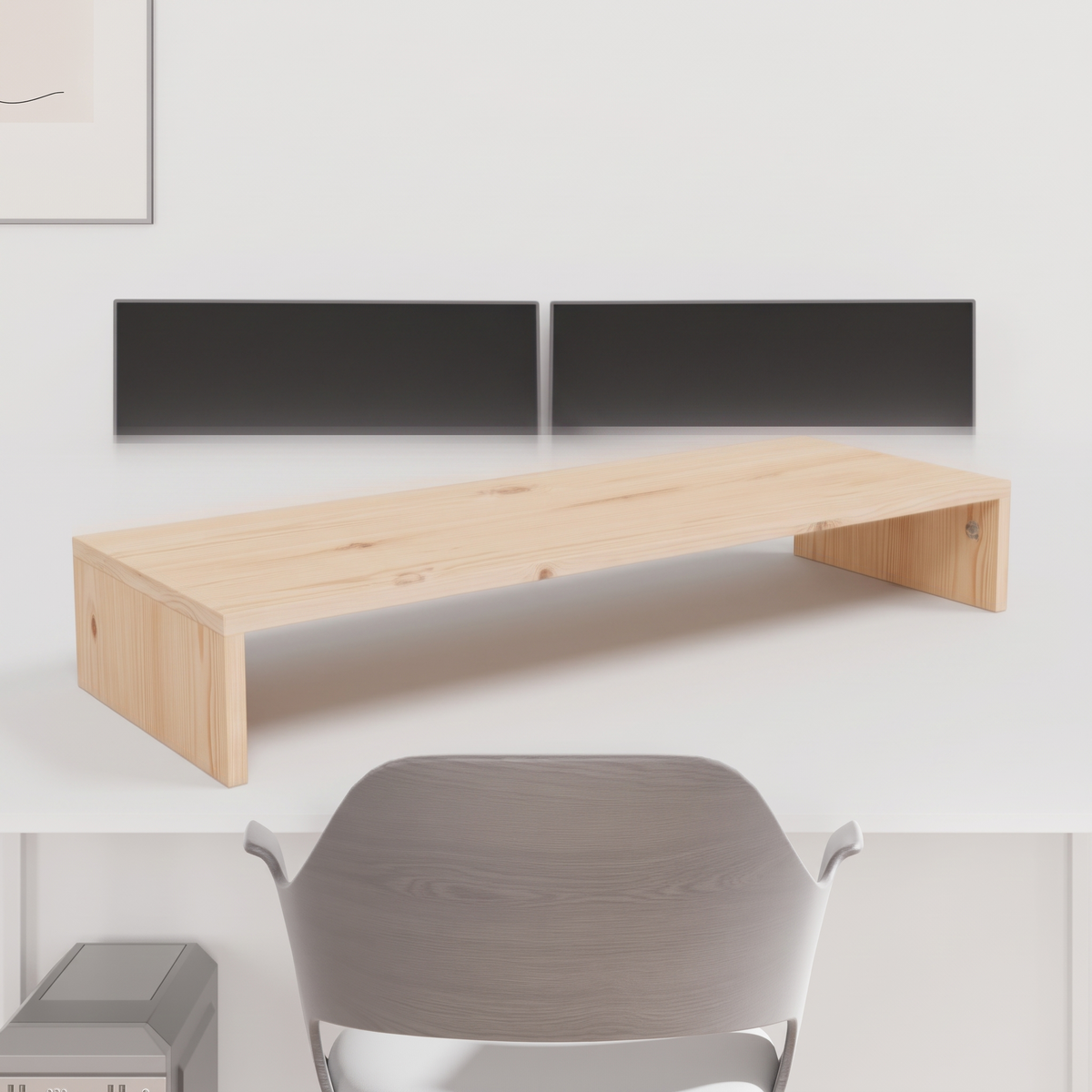 Riva Solid Pine Monitor Riser 100 x 27 x 10cm — product hero shot