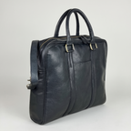 The Signature Leather Messenger Bag, Black — product hero shot