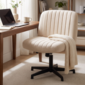Aria Beige Cross Leg Swivel Chair — beside a desk in a home office