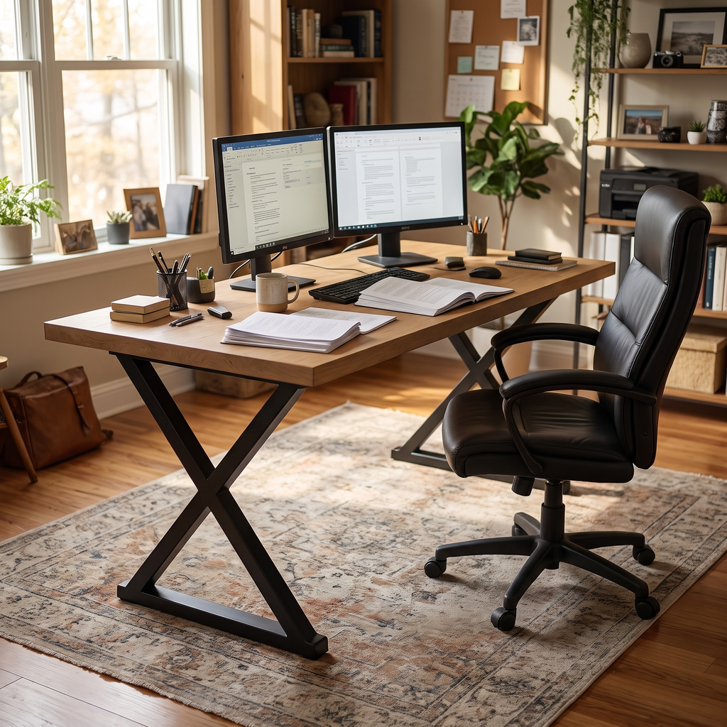 Modena Light Oak Executive Desk 71 inch — in a home office