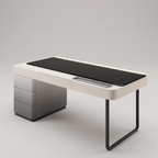 50 Inch Ivory LED Desk with Cabinet — product hero shot