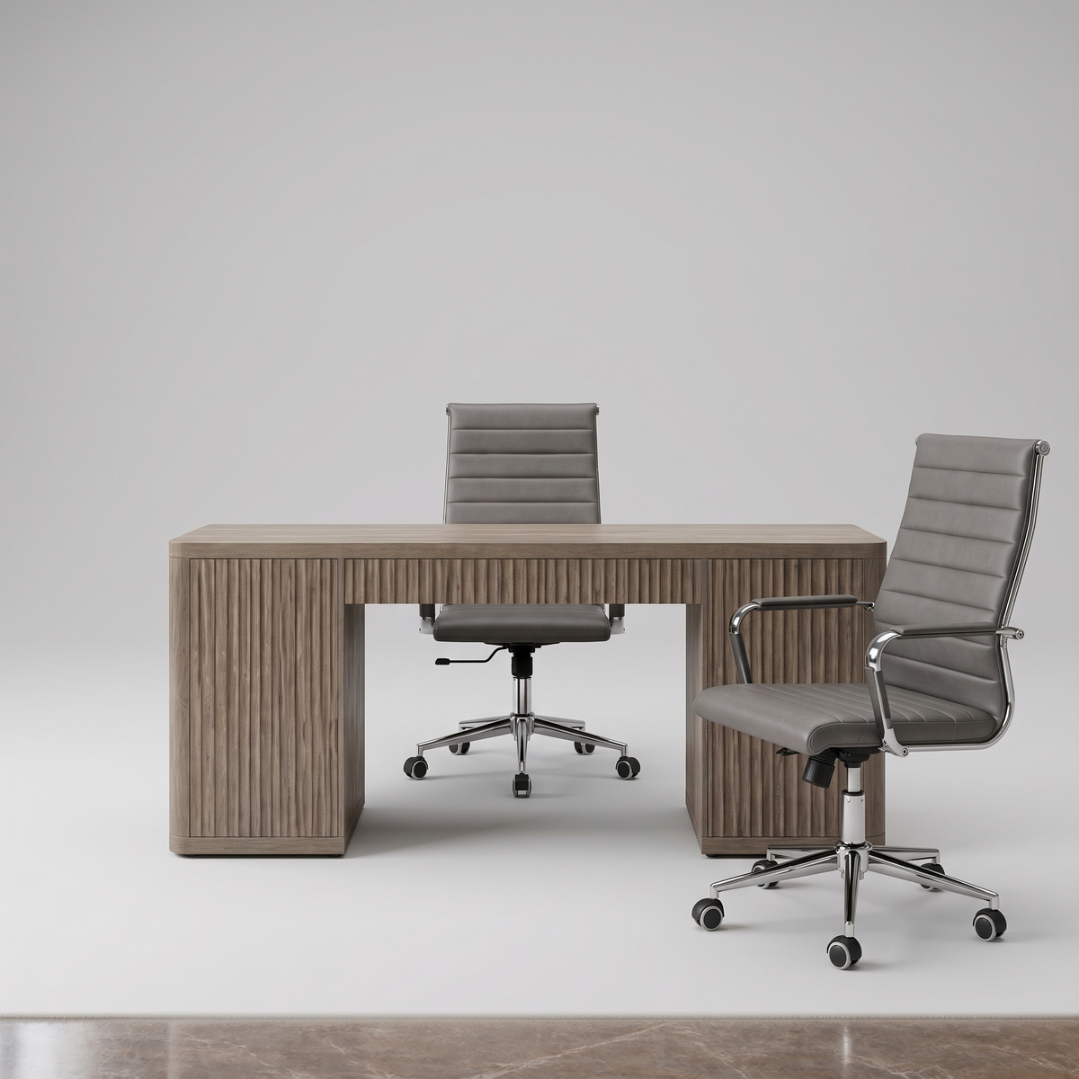 Cremona Grey Alder Executive Desk and Chair Set 61 inch — product hero shot