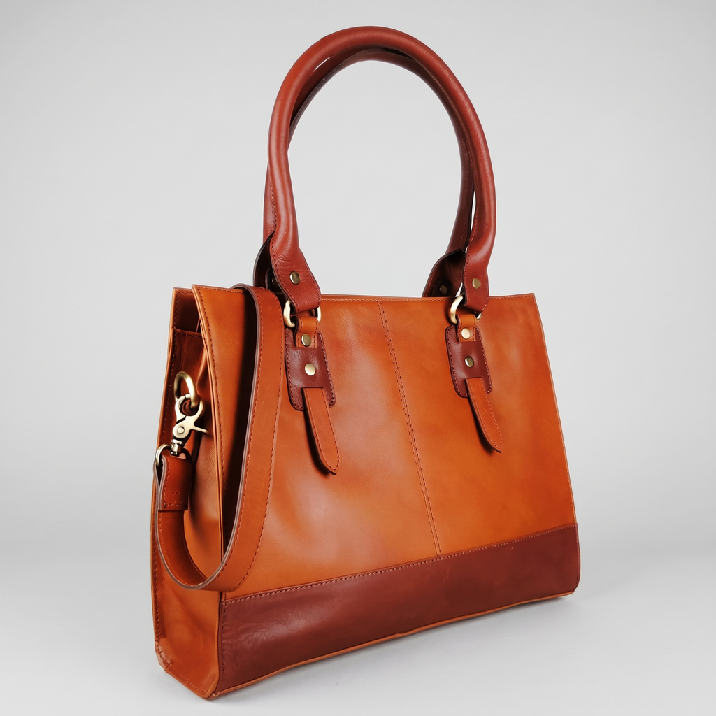 The Signature Leather Laptop Bag, Tan 15 inch — product hero shot