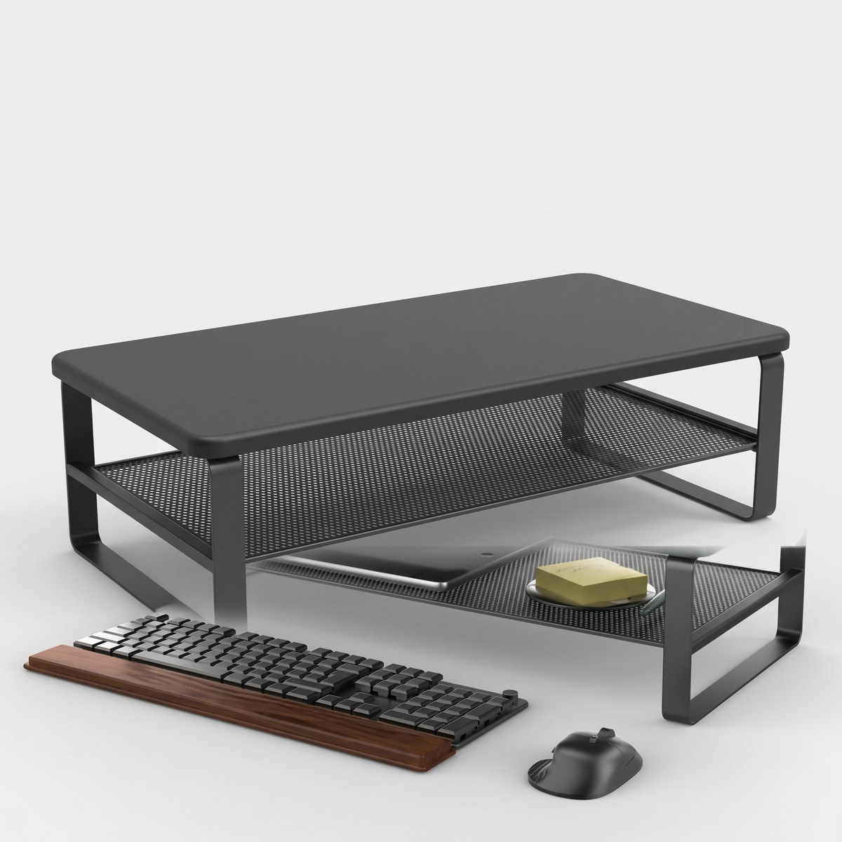 Mesa Dual Level Monitor Riser with Drawer — product hero shot