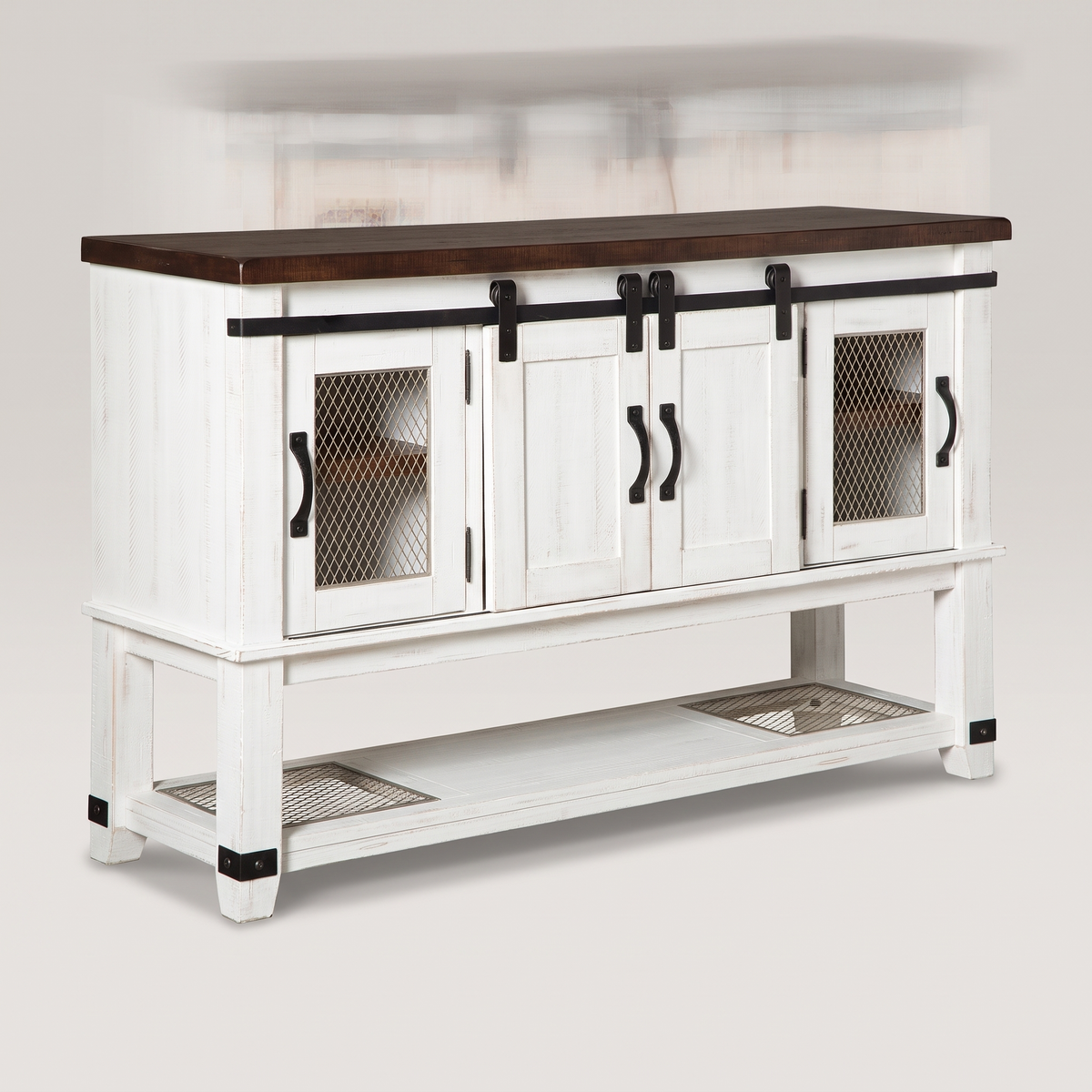 Valebeck Office Credenza, White and Brown — product hero shot