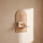 Boho Sun and Rainbow Wall Shelf — single unit mounted on a nursery wall