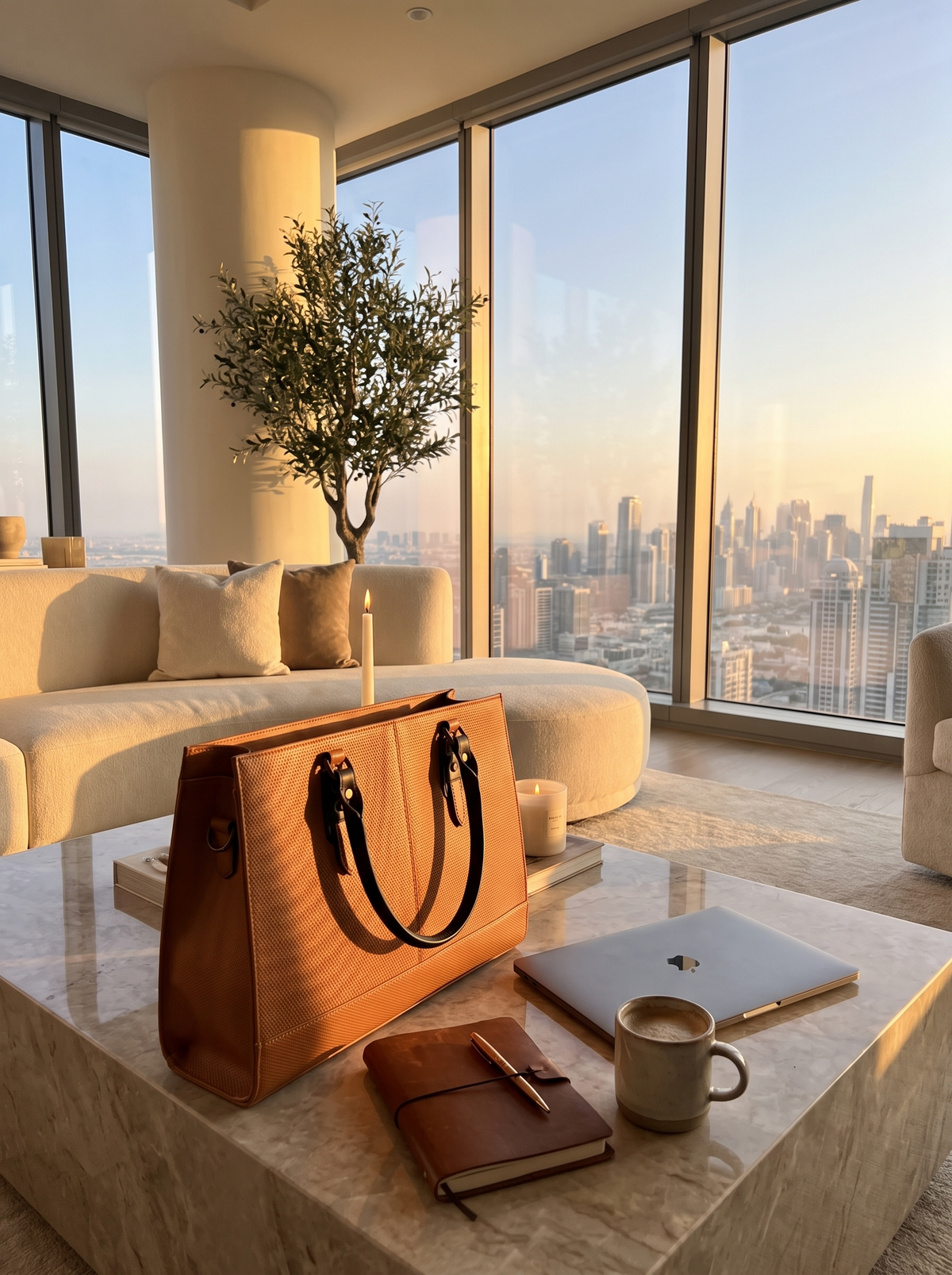 Glazed Tan Leather Laptop Bag, built around your workday