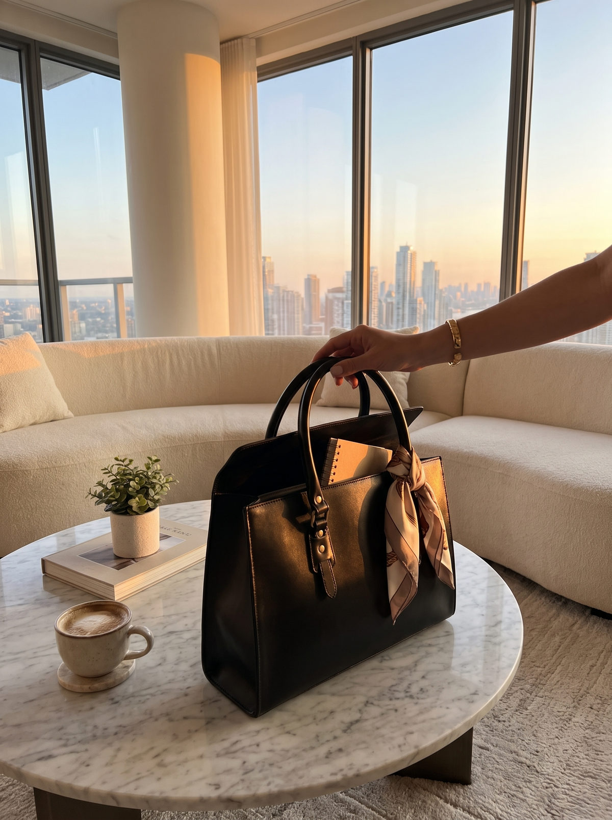 Black Leather Laptop Bag with Flap evening