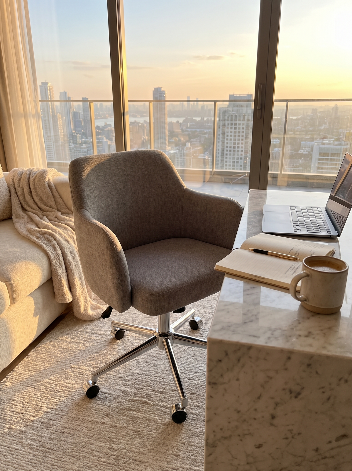 Nova Light Grey Swivel Office Chair at a desk
