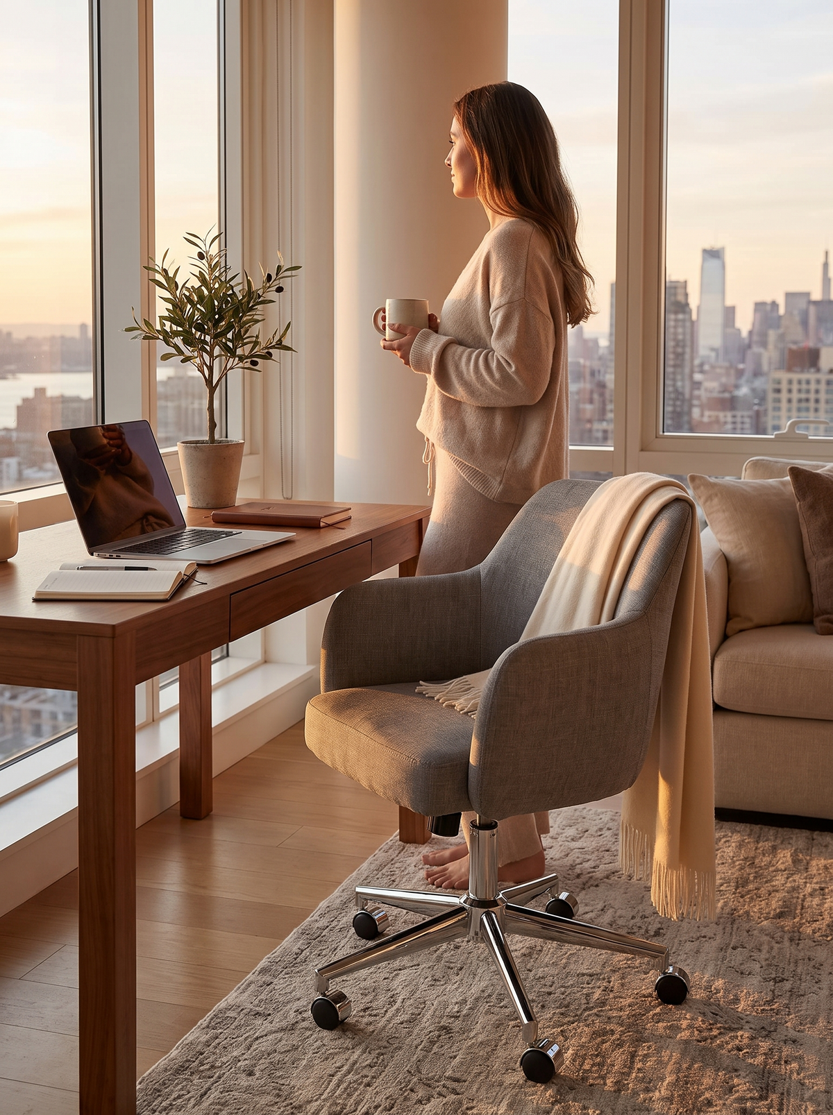 Nova Light Grey Swivel Office Chair styled