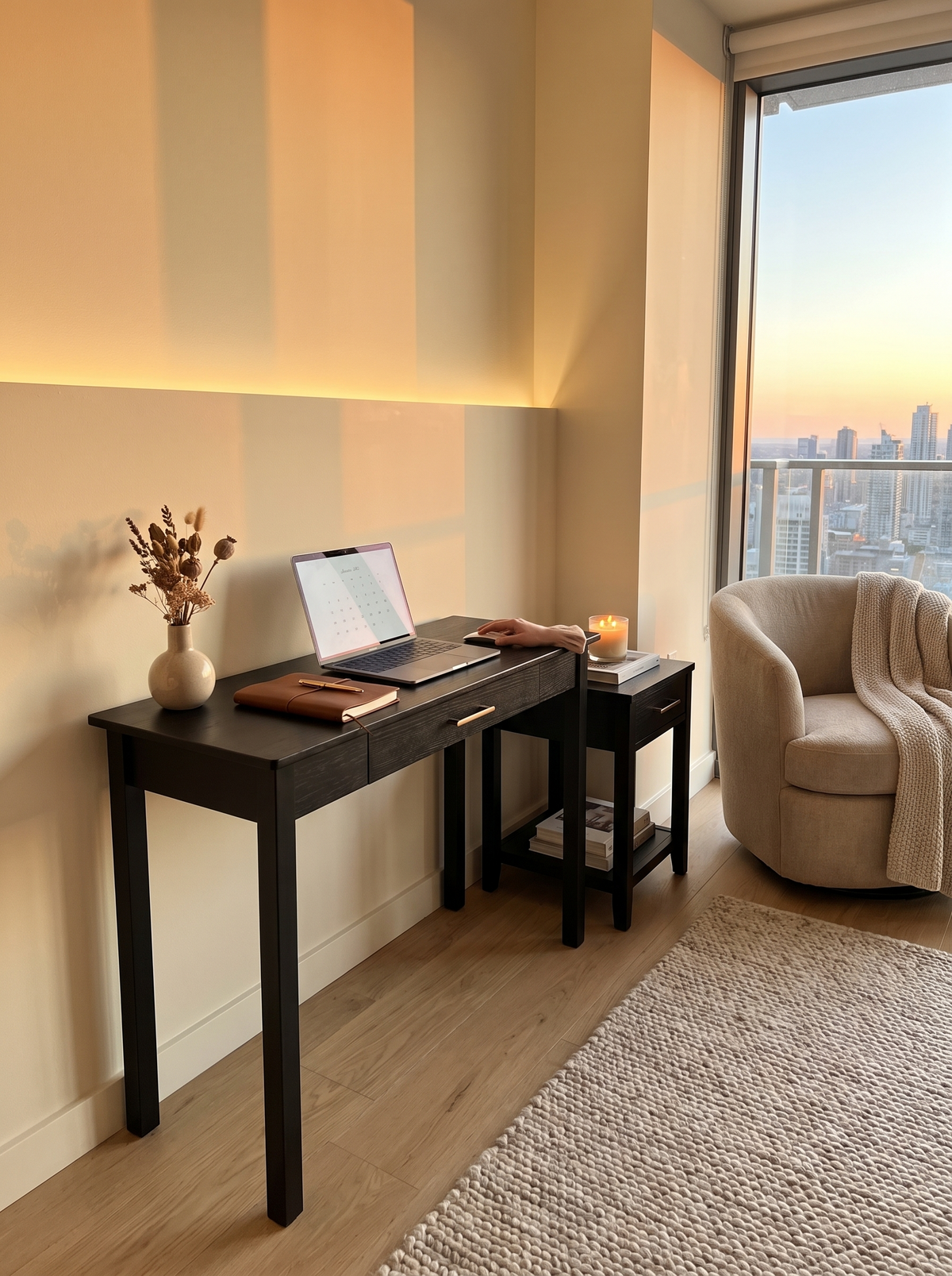 Jaya Writing Desk dark wood detail