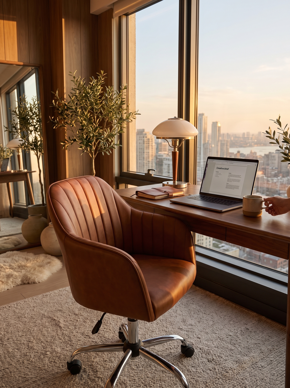 Sable Brown Faux Leather Task Chair
