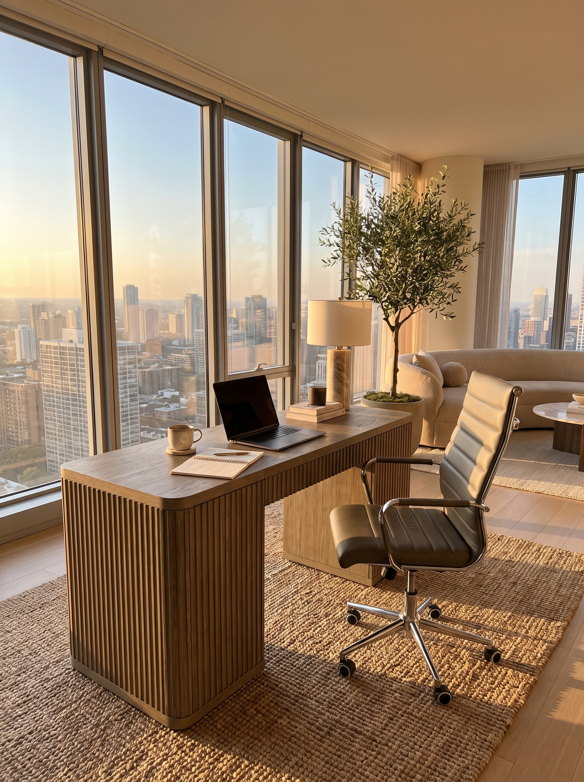 Cremona Grey Alder Desk and Chair Set