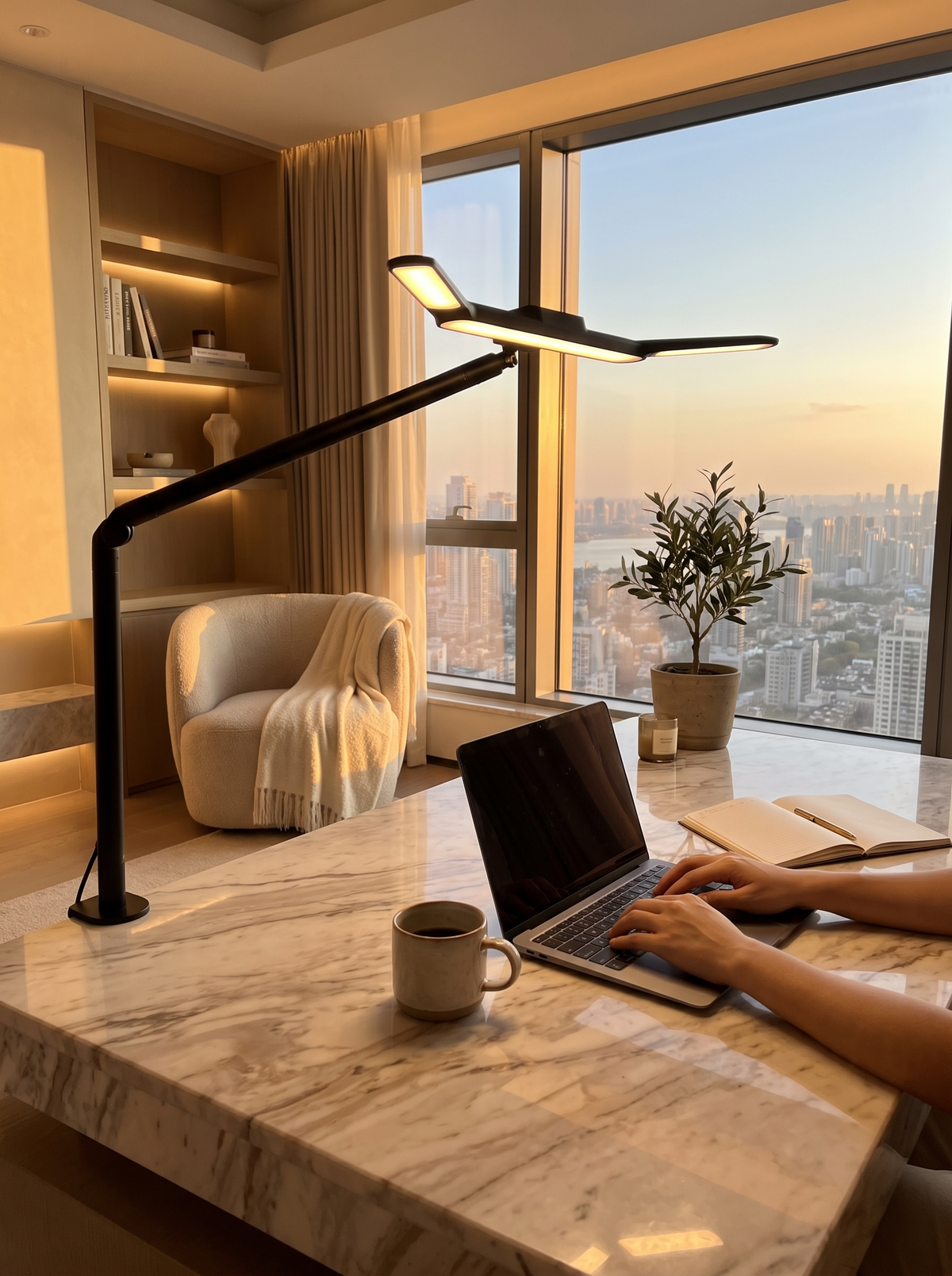 Luce Clamp Desk Lamp on a desk