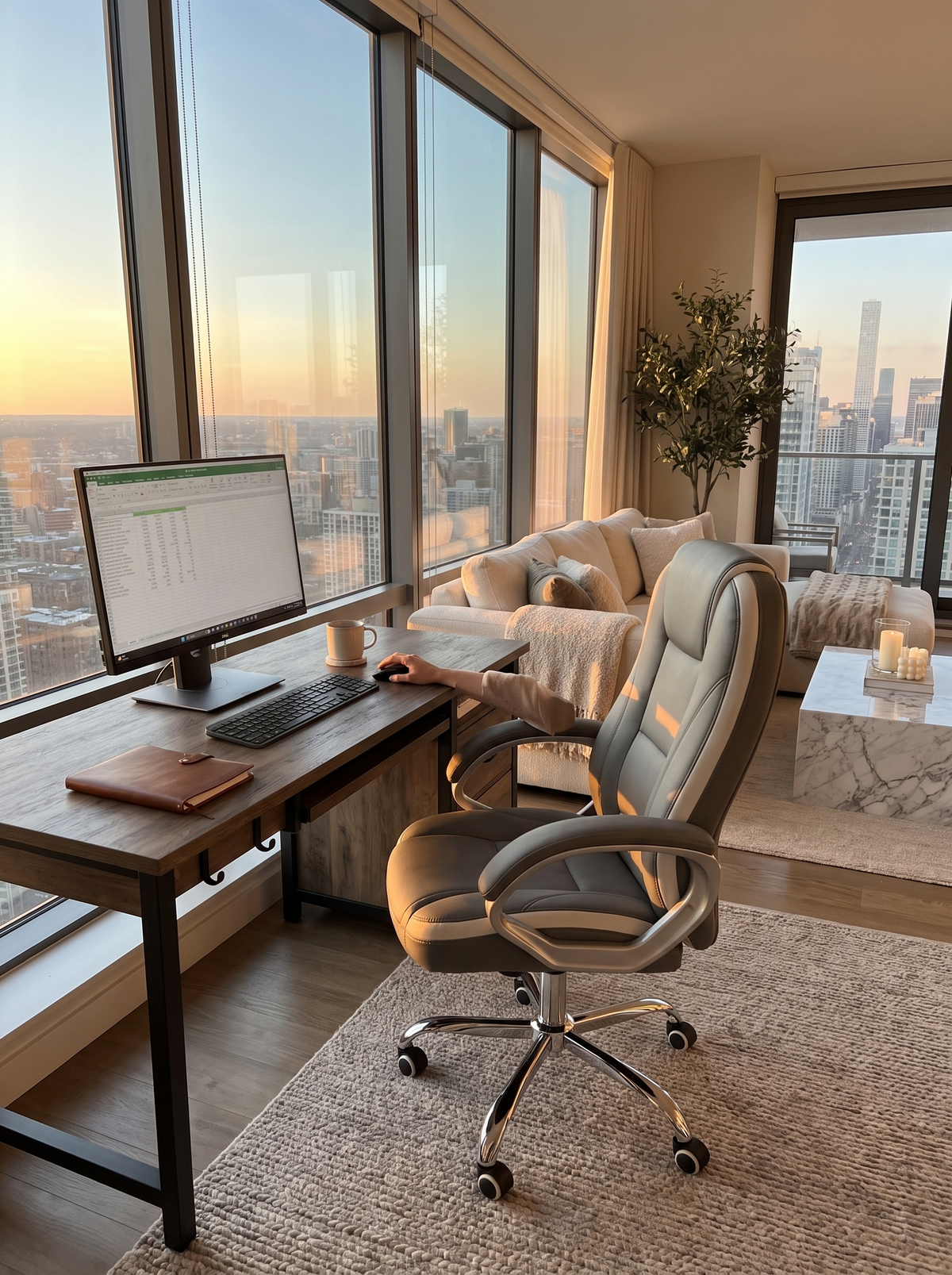 Bergamo Grey Desk and Chair Set