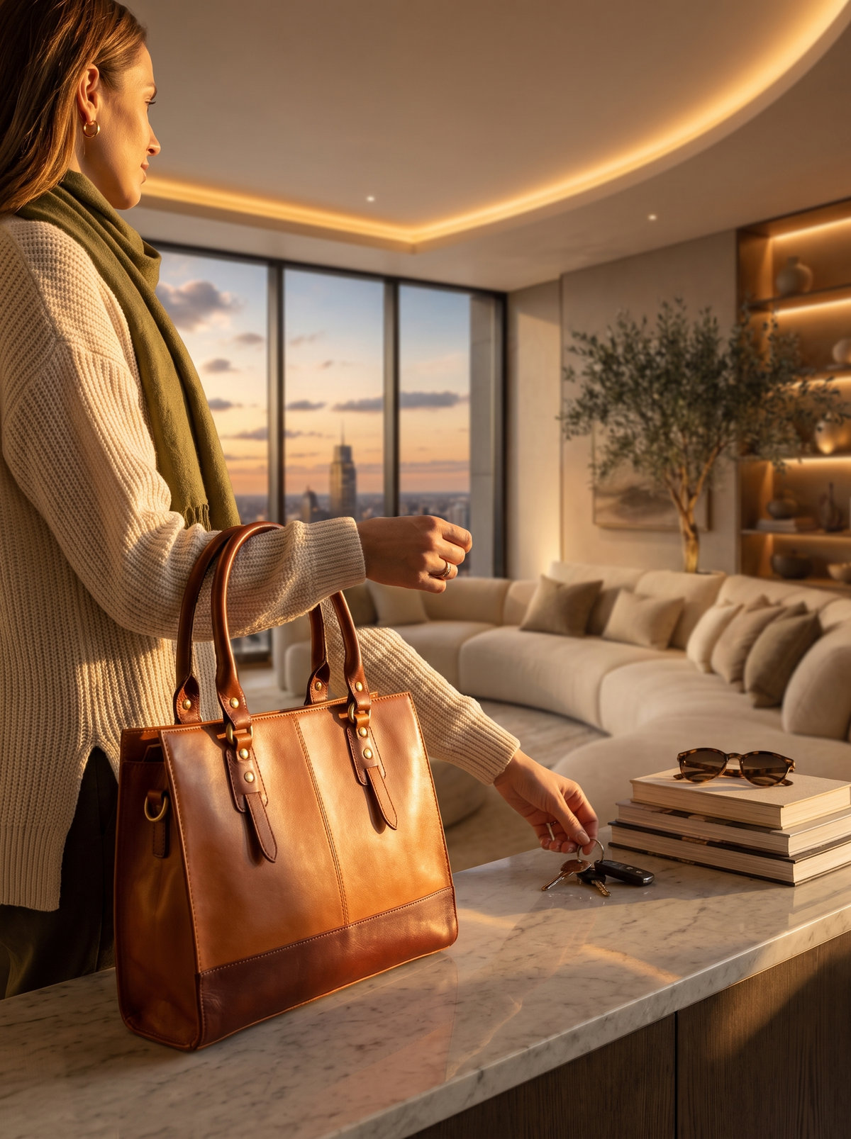 Tan Leather Laptop Bag 15 Inch carried